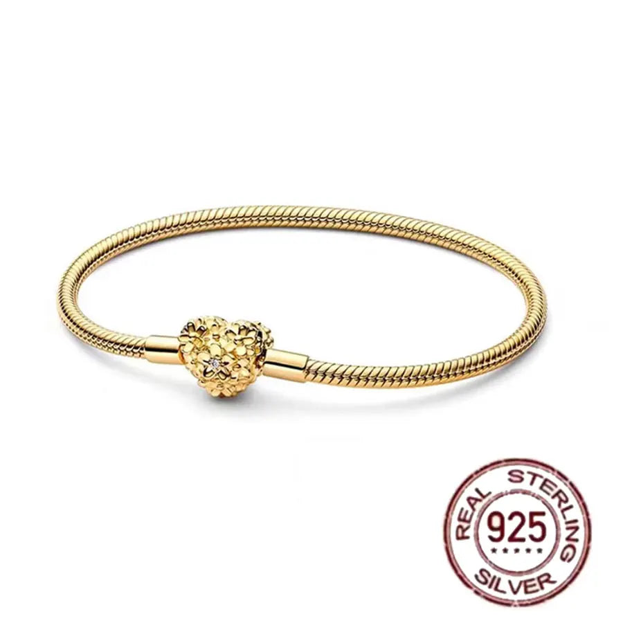 S925 Sterling Silver Crown Mickey Snake Bone Bracelet | Women’s DIY Gift