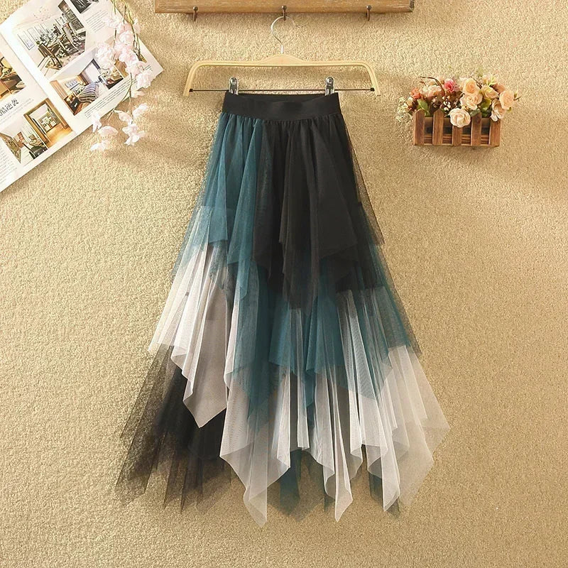 Women’s Summer Tutu Skirt – Harajuku High Waist Tulle Mesh Midi Faldas 👗✨