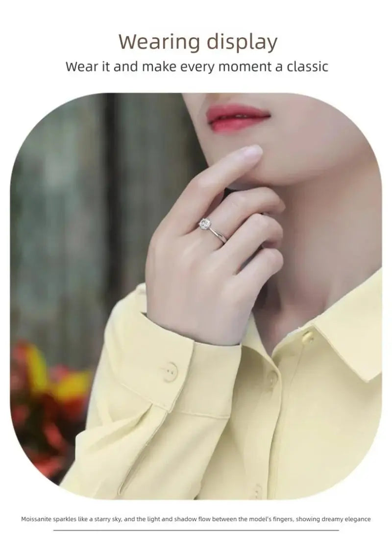 1ct D Color Moissanite Engagement Ring 925 Sterling Silver Gold Plated Solitaire Ring