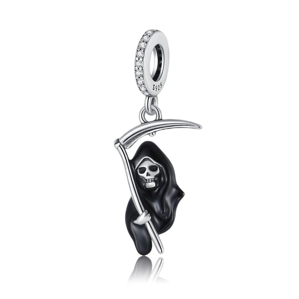 925 Sterling Silver Halloween Charms | Skull, Pumpkin, Bat, Ghost & Coffin Luminous Beads Fit Pandora Bracelet DIY Jewelry Gift