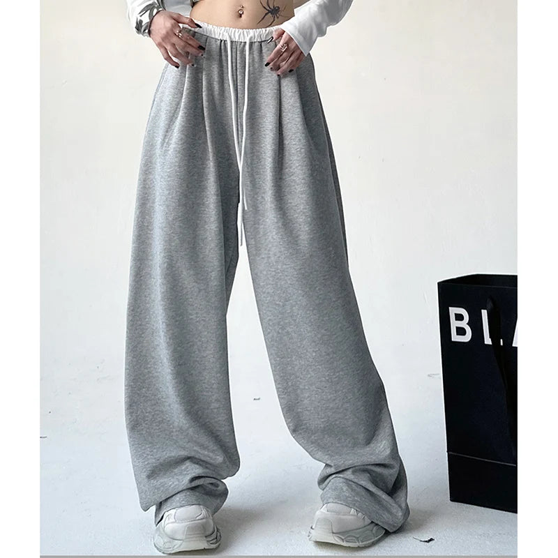 2024 Women’s Autumn Chic Korean Streetwear High Waist Baggy Sweatpants | Wide Leg Hip Hop Trousers