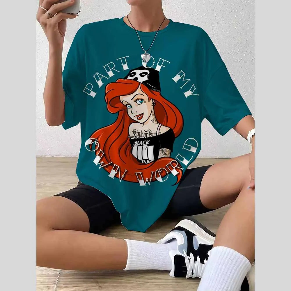 Y2K Disney Princess Graphic T-Shirt | Cute Harajuku Hip Hop 90s Style Women’s Streetwear Tee
