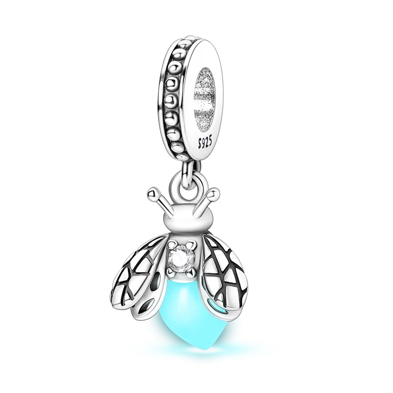 2025 Hot Sale 925 Sterling Silver Pink Butterfly Luminous Firefly Charm | Dangle Bead Fit Bracelet Necklace DIY Jewelry