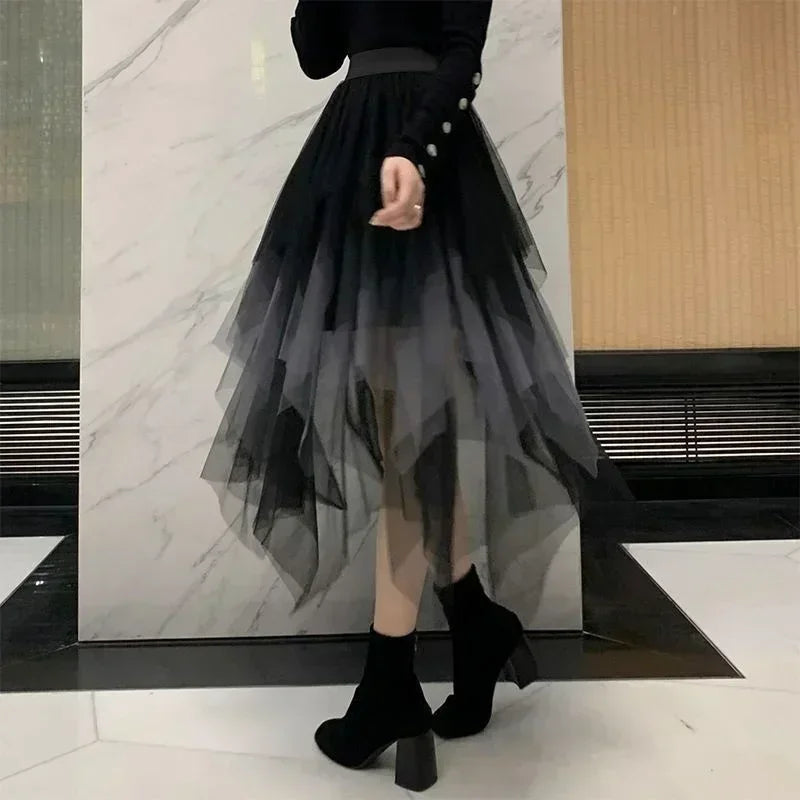 Women’s Summer Tutu Skirt – Harajuku High Waist Tulle Mesh Midi Faldas 👗✨