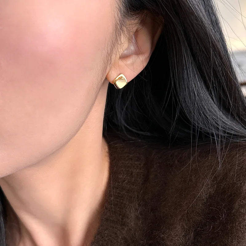 New 925 Sterling Silver Hoop Earrings – Matte Circle Geometric Punk Clip Earrings for Women & Girls