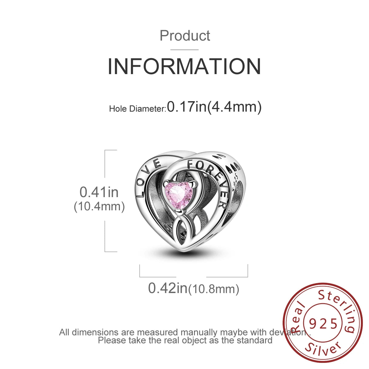 925 Sterling Silver Pink Zircon Heart Cross Charm | Fits Pandora Original Bracelet | Women’s Pendant DIY Jewelry Gift