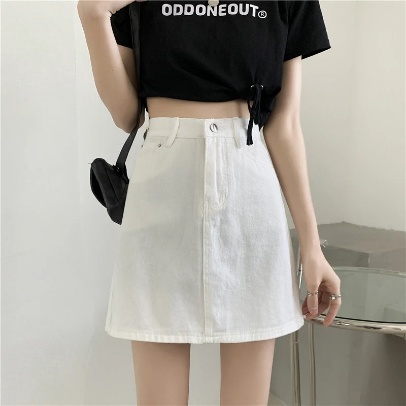 Women’s High Waist A-Line Denim Skirt | Slimming Bodycon Short Skirt Korean Style 2025