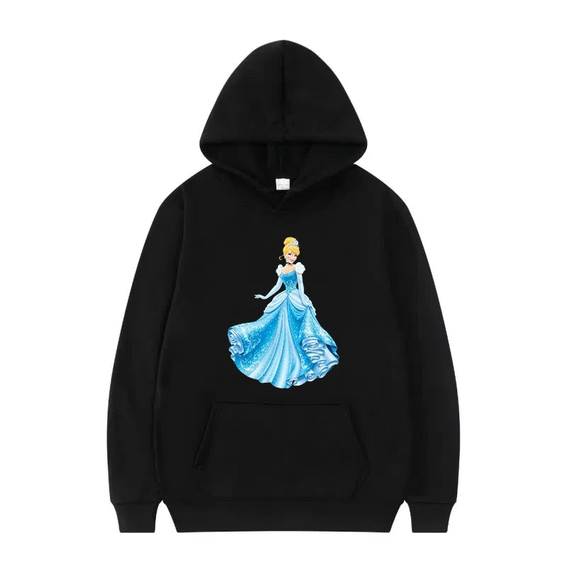 Disney Princess Graphic Hoodie | Y2K Sweet Style Long Sleeve Sweatshirt with Pockets for Women