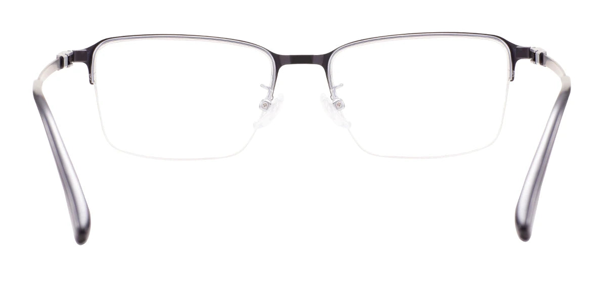 Metal Half Rim Rectangular Browline Glasses Frame for Men – Business & Prescription Eyewear