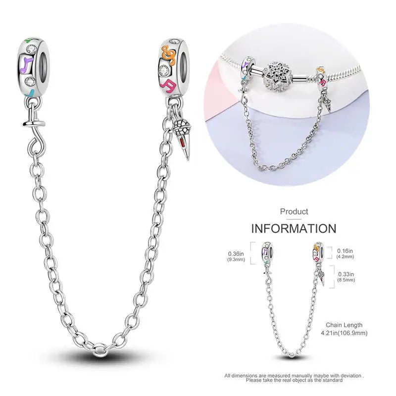 925 Sterling Silver Flying Bird & Butterfly Safety Chain Charm Beads for Original 3mm Bracelet – DIY Jewelry Gift