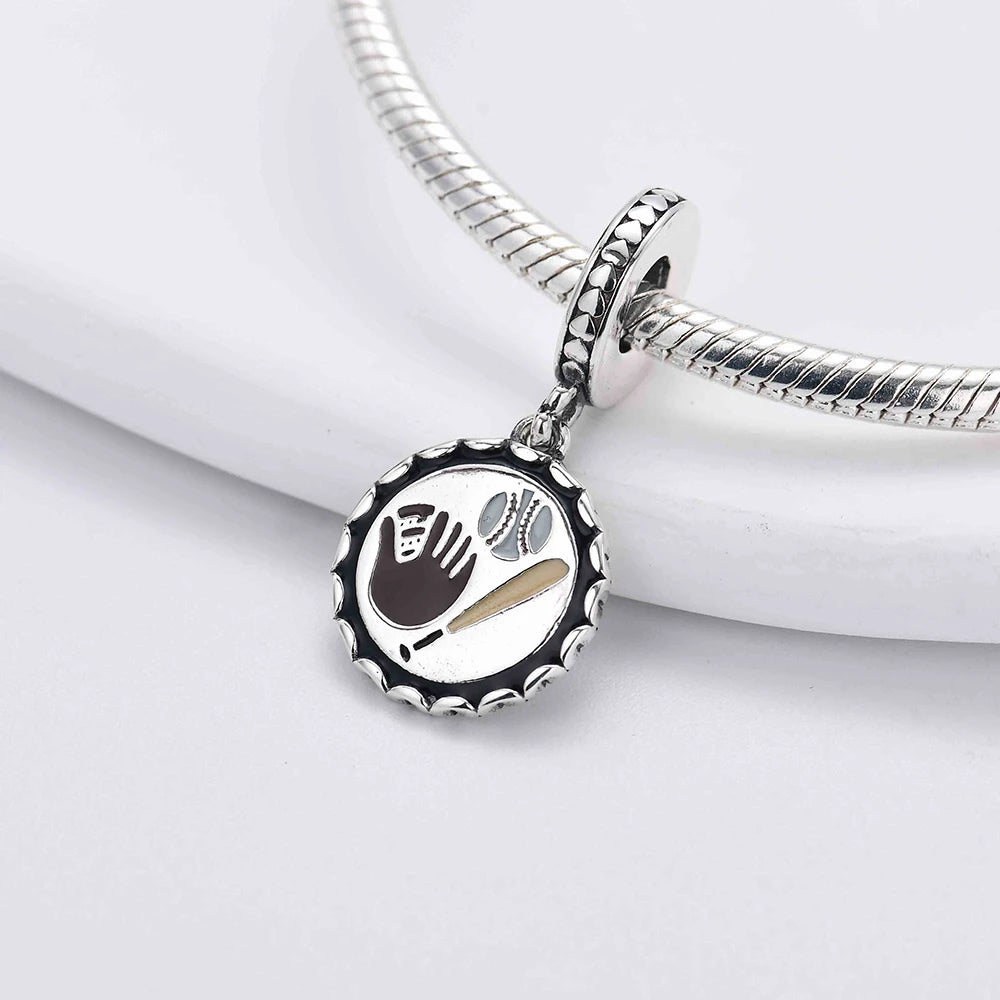 925 Sterling Silver Sports Charm Beads | Baseball & Football Pendant for Original Bracelets & Necklaces DIY Jewelry Gift for Women
