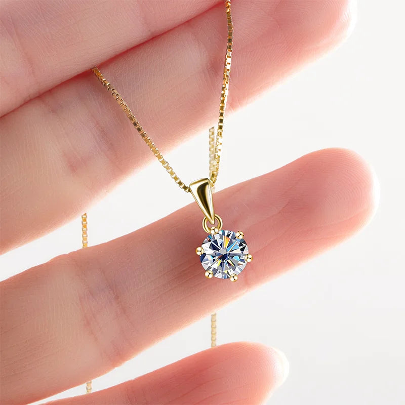 Butterflykiss 1CT Moissanite Pendant Necklace 925 Sterling Silver Bridal Jewelry