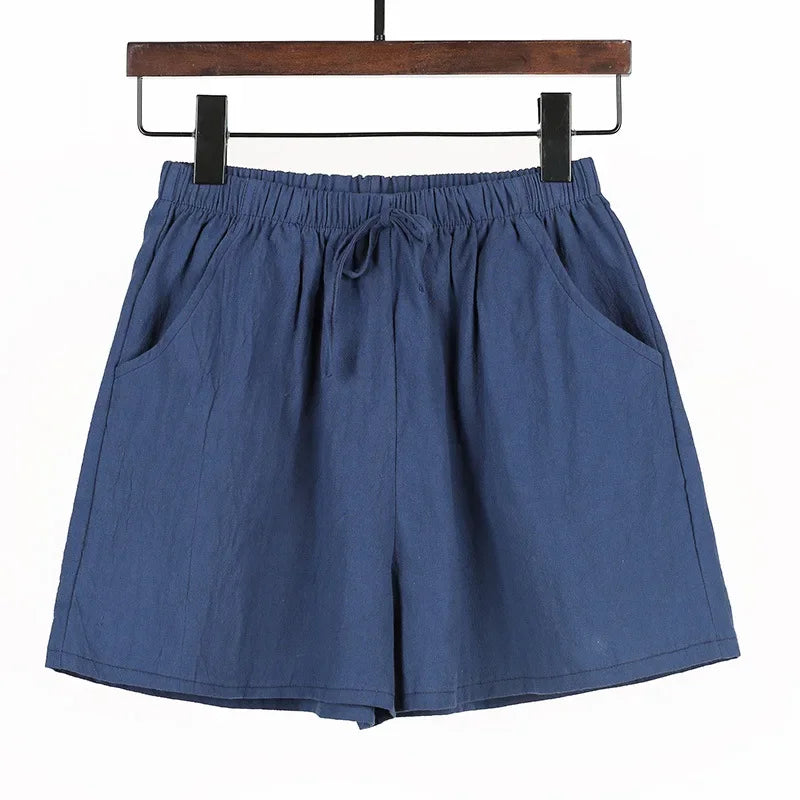 ☀️ Cotton Linen Women's Sport Shorts 🩳 Summer High Waist Solid Black Shorts 👖 Fashion Plus Size Casual Short Pants