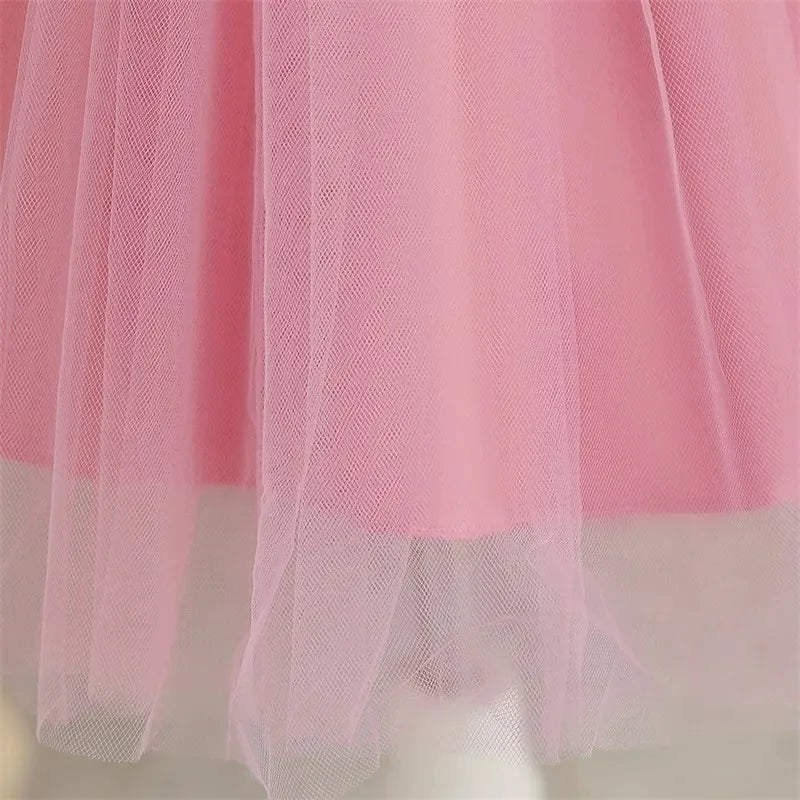 Hello Kitty Kids Pearls Elegant Princess Dress for Girls Backless Bow Baby 1st Birthday Baptism Tutu Gown Wedding Dress