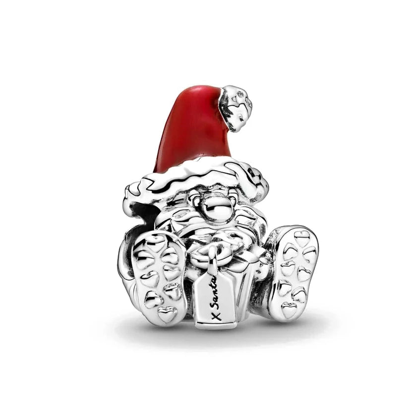 925 Sterling Silver Santa Claus Christmas Tree Elk Socks Charm | Fits Original Pandora Bracelet | DIY Lady Girl Jewelry
