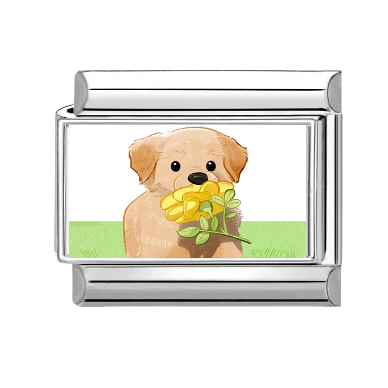 2025 Original Y2K Colorful Cute Cartoon Cats Dogs Italian Charm Links Fit 9mm Stainless Steel Bracelet Men Women DIY Making Gift