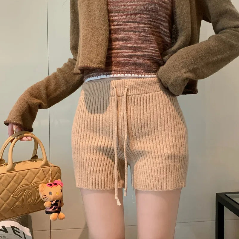 High Waist Knitted Wool Wide-Leg Pants for Women – Autumn Casual Straight Bootcut Trousers