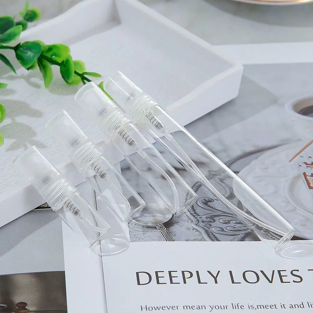 5/10PCS Mini Glass Perfume Bottles – 3ML / 5ML / 10ML Travel Toner & Cosmetic Dispenser | Tea-Colored Graduated Bottles