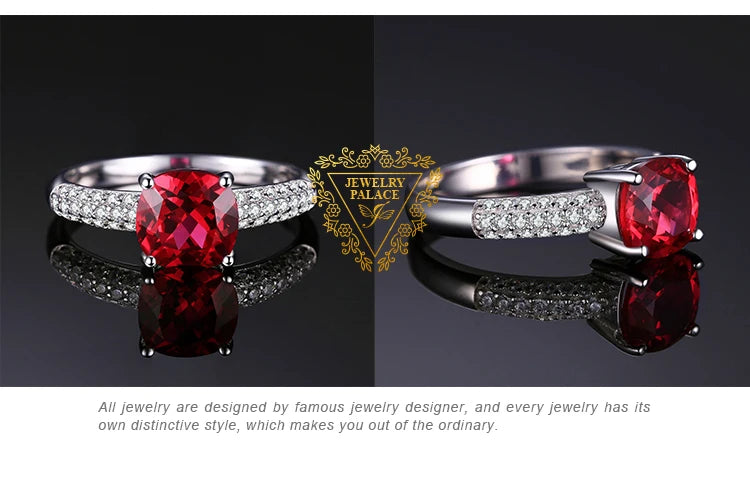 JewelryPalace 925 Sterling Silver Green Nano Emerald & Ruby Ring – Women’s Gemstone Solitaire Engagement Ring