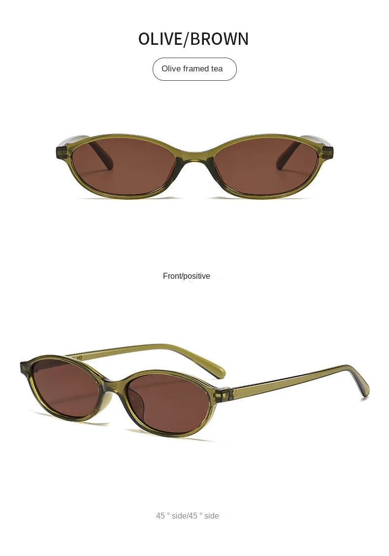 Retro Oval Frame Sunglasses – Fashion Personalized Trendy Small Frame Punk Cat Eye Sunshade Sun Protection Glasses