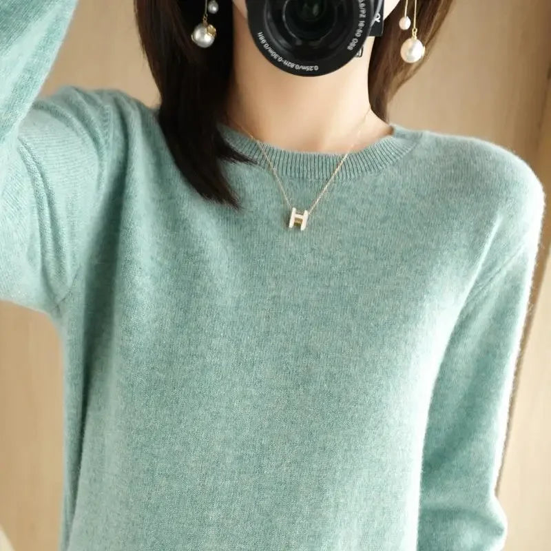 2025 Women Sweater Korean Fashion – Spring Autumn Long Sleeve O-Neck Knitwear Soft Warm Pullovers Bottoming Shirts
