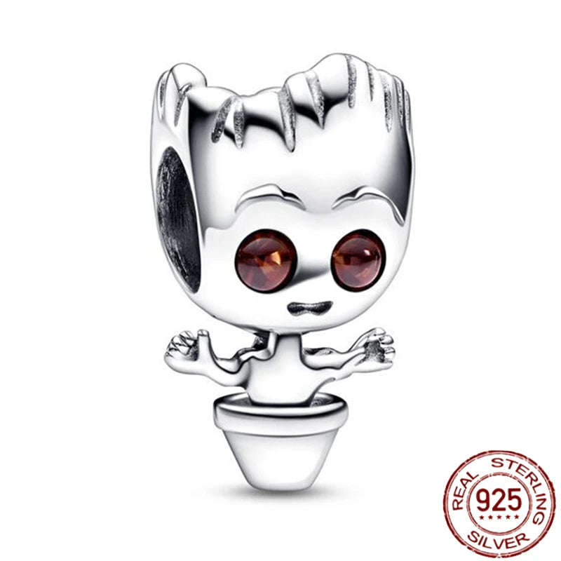 MINISO Marvel 925 Sterling Silver Charms Deadpool Wolverine Beads for Bracelet DIY Jewelry