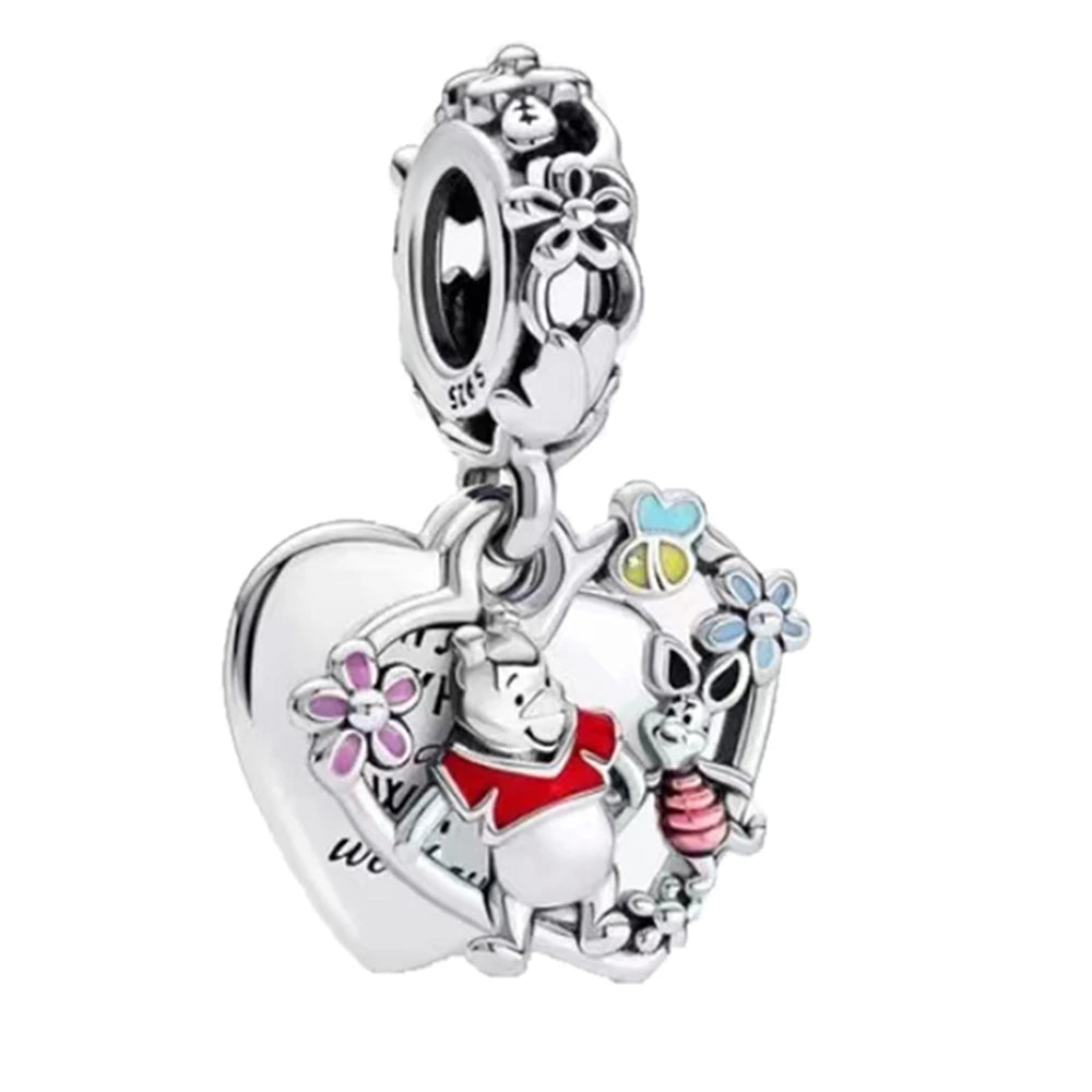 Miniso Disney 925 Silver Tiger & Lion Winnie The Pooh Charm Bead | Fit Original Bracelets & Necklaces DIY Women’s Jewelry
