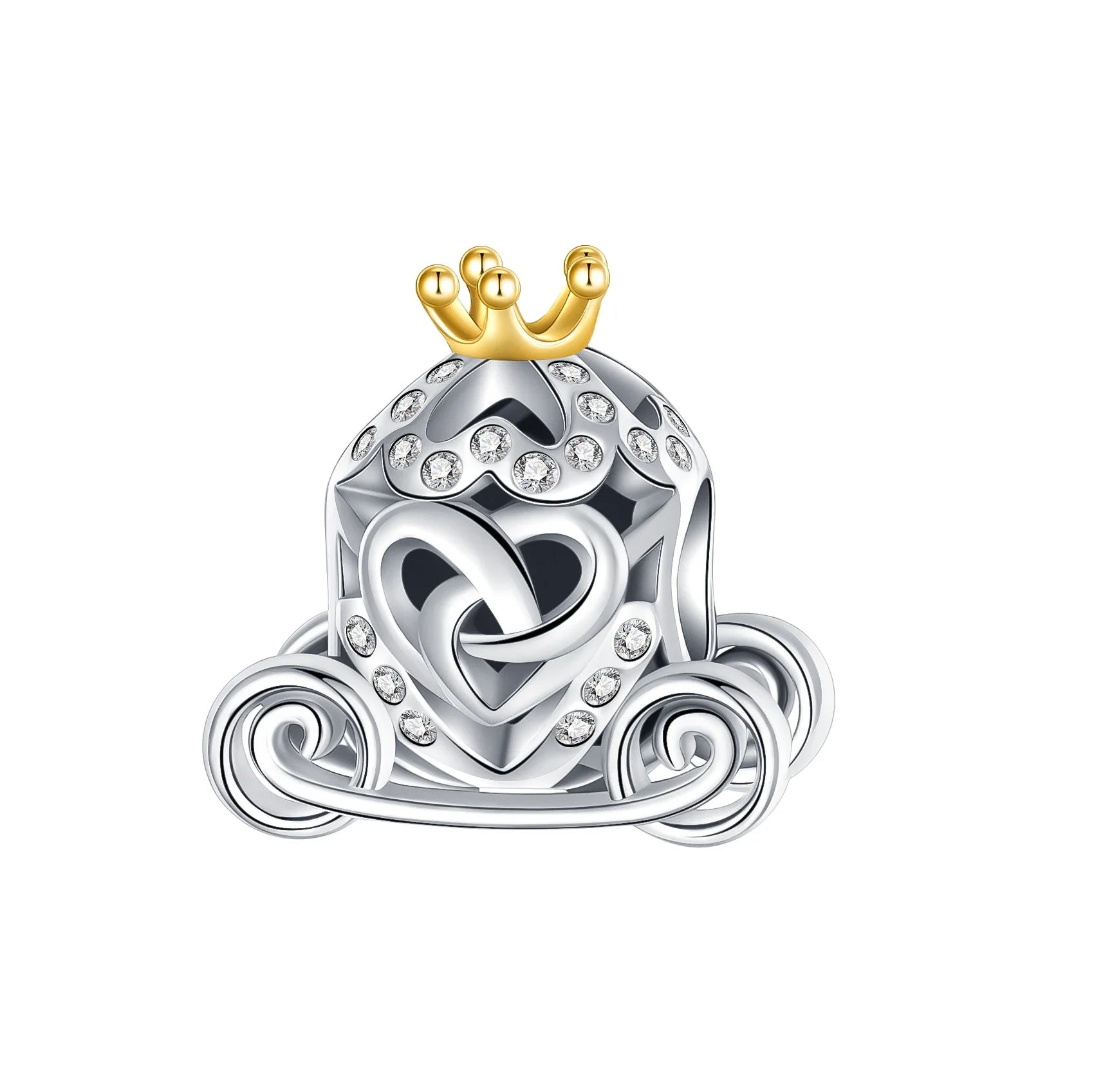 925 Sterling Silver Golden Heart Lock & Birthday Candle Charm | Fit Original Pandora Bracelet DIY Jewelry