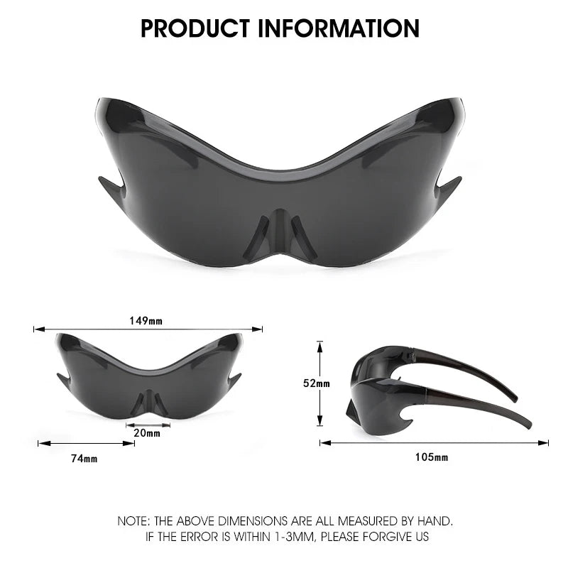 Men Brand Sports Punk Y2K Sunglasses – Women Unique One-Piece Goggle Sun Glasses | Cycling Hip Hop Shades UV400