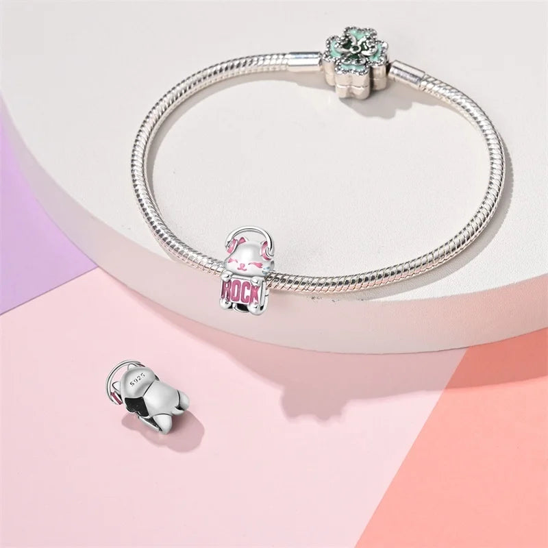 Cute Pet Kitten Puppy Sheep Charms | Fit 925 Original Pandora Bracelets | Colorful Zircon Beads DIY Jewelry Gift