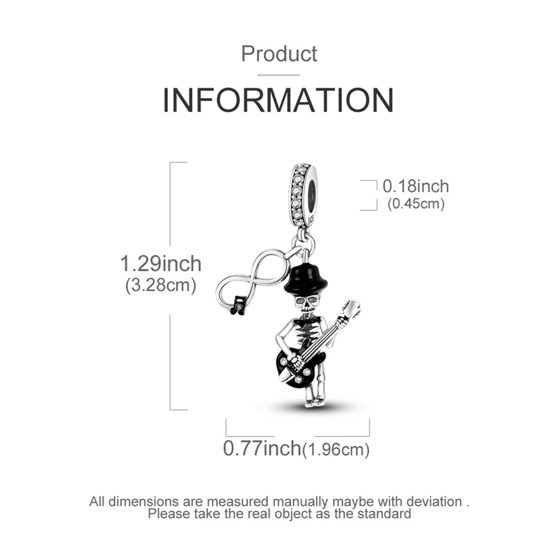 Halloween 925 Sterling Silver Charms | Pumpkin Skeleton Witch Bat Beads for Bracelet DIY Jewelry