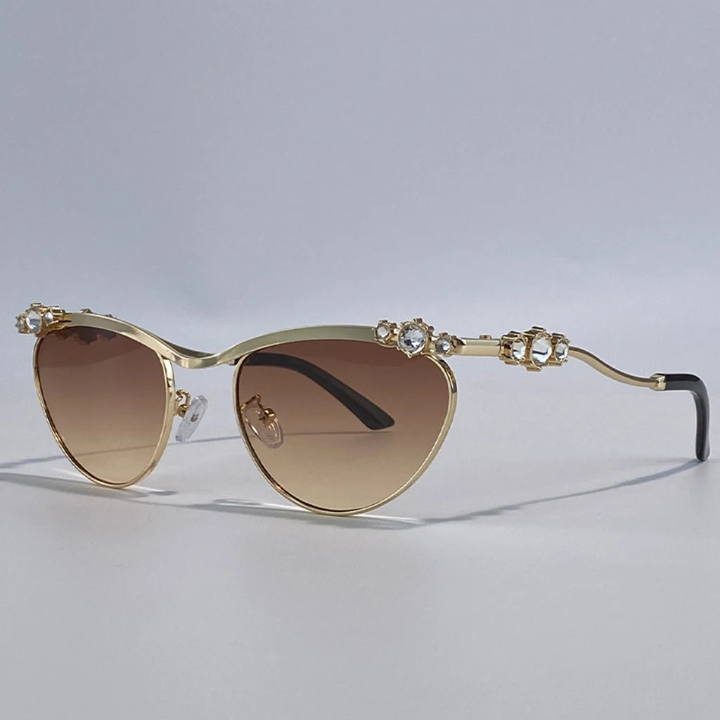 Sexy Cat Eye Punk Sunglasses for Women 2025 – Luxury Brand Metal Rhinestones Sun Glasses | Trendy Classic Shades for Ladies