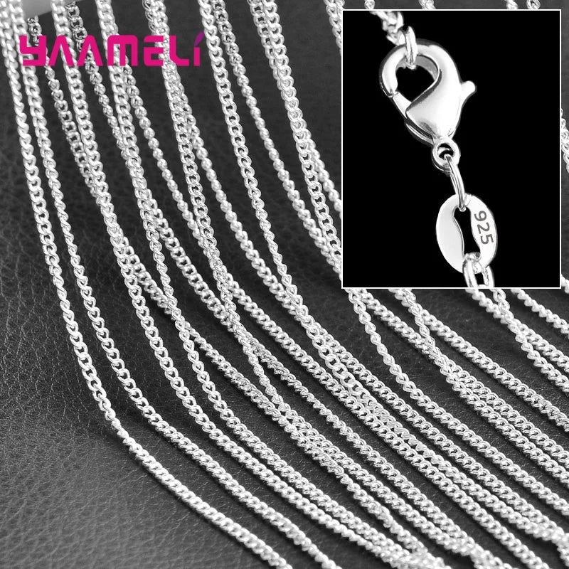 5PCS Authentic 925 Sterling Silver Chain Necklaces | Solid Silver Chains with Lobster Clasps for Men & Women 16–30 Inch