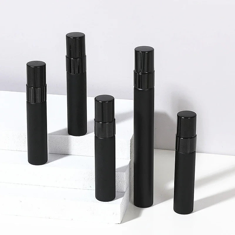5PCS 5ml/10ml Portable Black Perfume Bottles – Empty Glass Cosmetic Sample Test Tubes | Travel Mini Refillable Fragrance Containers