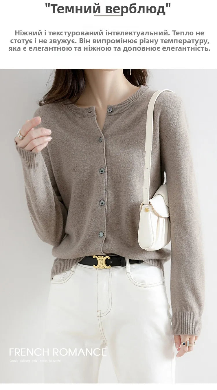 Off-Season Knitted Open Cardigan – Women’s Loose Round Neck Outerwear | Large Size Sweater for Spring & Autumn
