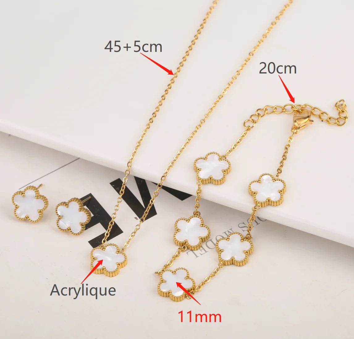 Stainless Steel Leaf Flower Jewelry Set | Non-Fading Minimalist Pendant Necklace, Earrings & Bracelet – Women’s Fashion Set