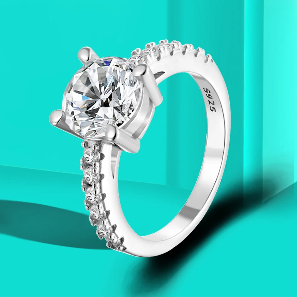 URMYLADY 3 Carat Moissanite Ring Set for Women – 925 Sterling Silver Four Claw Band, 18K Gold Plated