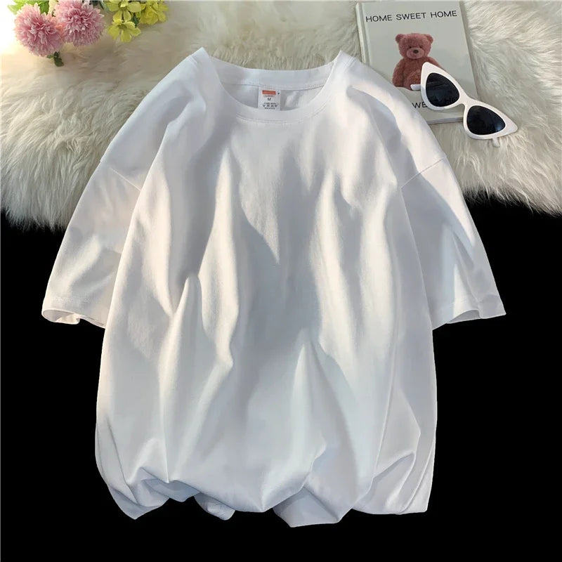 LEGIBLE 2025 Summer Women’s Cotton T-Shirt – Loose Solid Oversized O-Neck Tee 👕✨