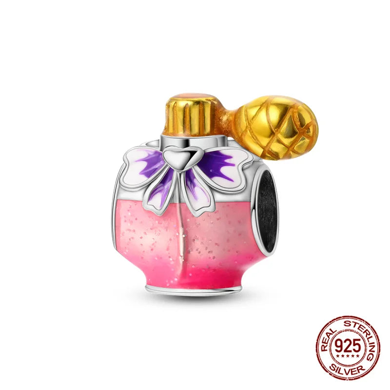 925 Sterling Silver Perfume Bottle Charm Bead – Fits Pandora Bracelet DIY Jewelry Gift for Women