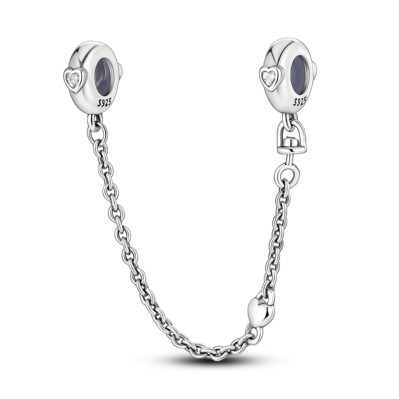 925 Sterling Silver Star Moon Safety Chain Charm | Pandora Fit Jewelry