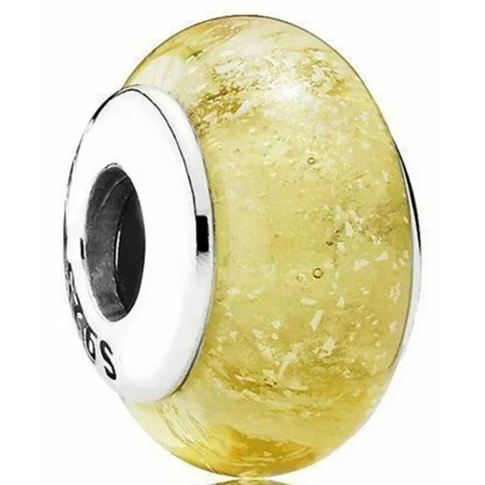 Original Murano Glass 925 Sterling Silver Butterfly Flower Leaf Rainbow Charm Bead | Cosmic DIY Bracelet Jewelry Gift for Women