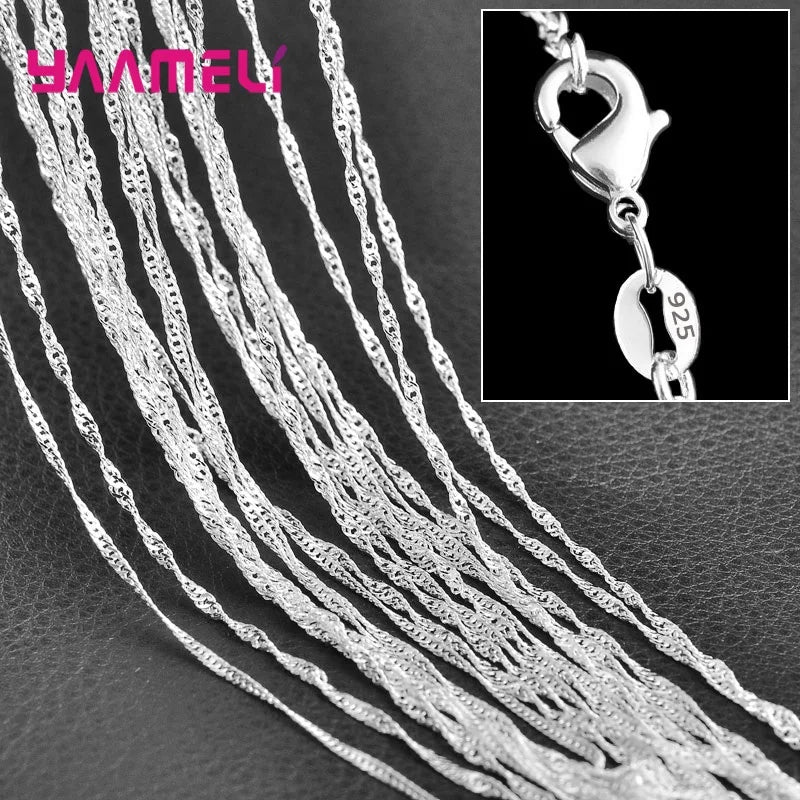 5PCS Authentic 925 Sterling Silver Chain Necklaces | Solid Silver Chains with Lobster Clasps for Men & Women 16–30 Inch