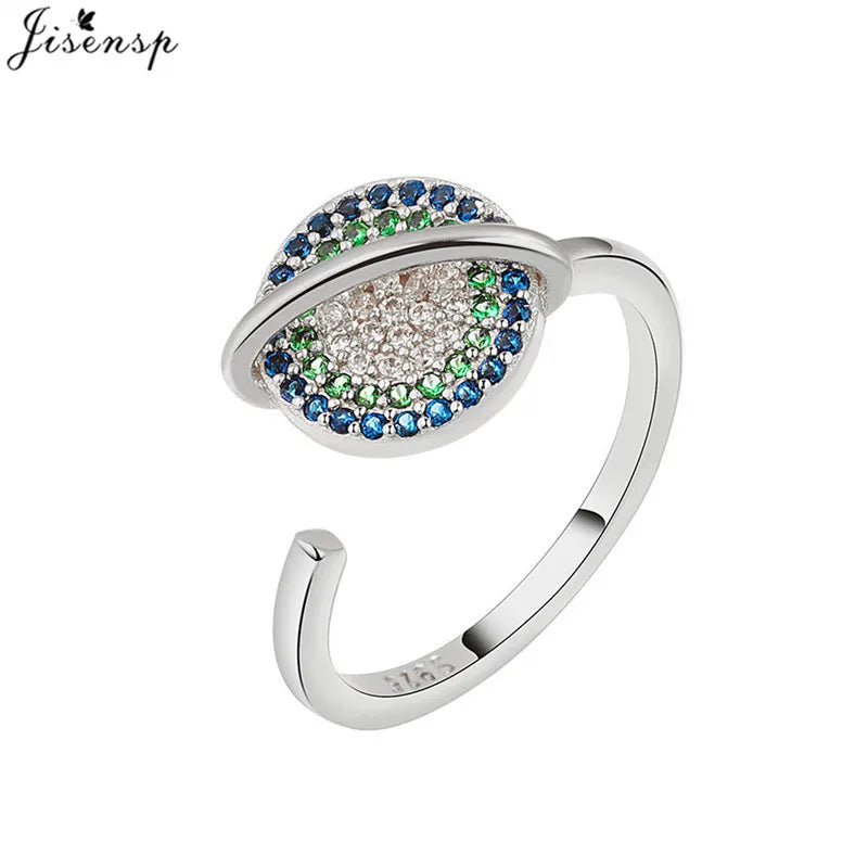 Luxury Fashion Fidget Spinner Ring | Crystal Planet & Butterfly Finger Ring for Women, Anti-Stress Jewelry