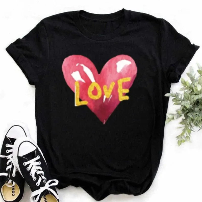 Maycaur Finger Heart Women's T-Shirt | Korean Ulzzang Graphic Tee | 90s Girl Casual Fashion Top