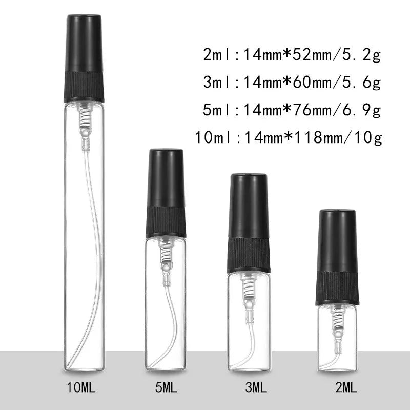 5PCS 5ml/10ml Portable Black Perfume Bottles – Empty Glass Cosmetic Sample Test Tubes | Travel Mini Refillable Fragrance Containers