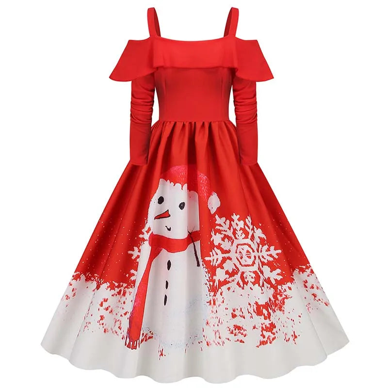 Elegant Spaghetti Strap Halloween Party Dress – Vintage Long Sleeve Ruffle Evening Prom Costume for Women | Autumn Winter
