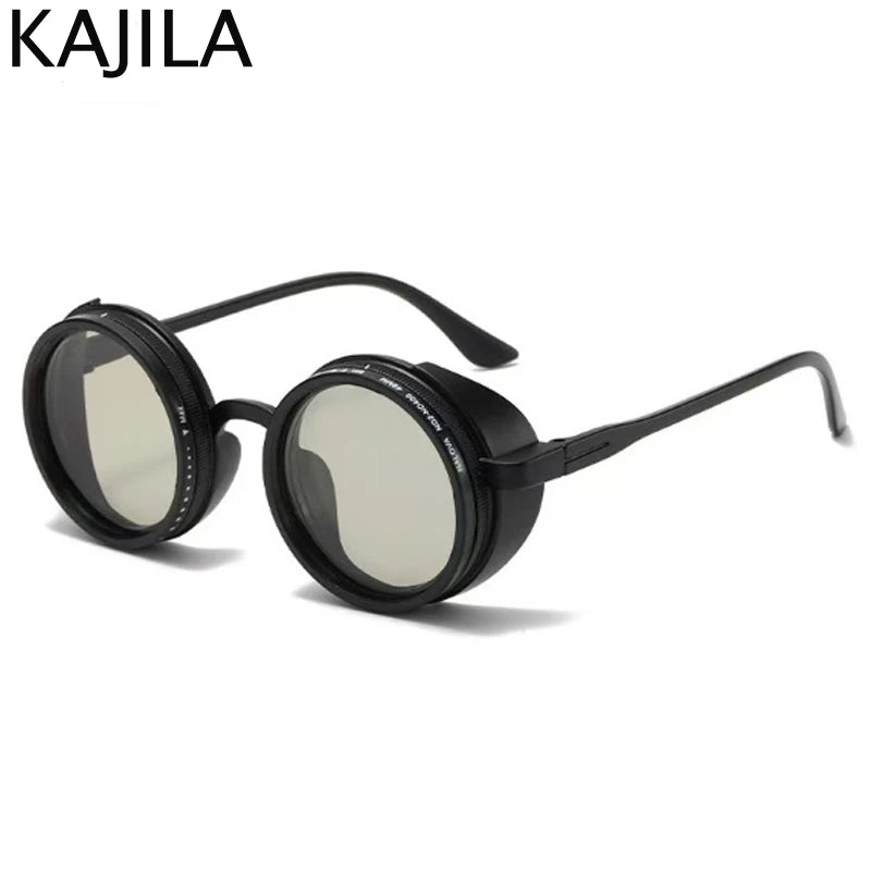 Polarized Adjustable Dimming Round Punk Sunglasses for Men – 2025 Luxury Brand Vintage Steampunk Sun Glasses | UV400 Shades