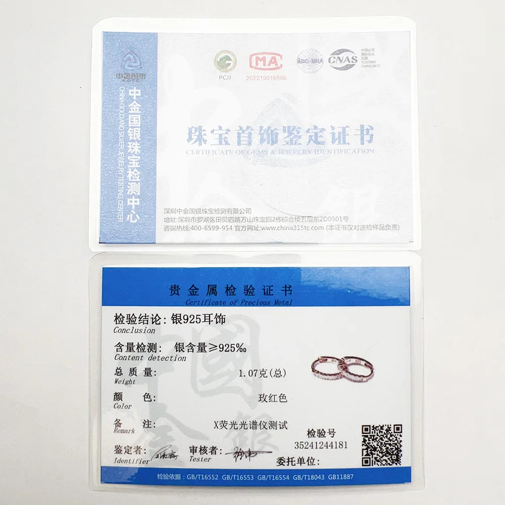 French Setting Rose Gold Hoop Earrings – Solid 925 Sterling Silver Hinged Earrings for Women Romantic Fine Jewelry Gift