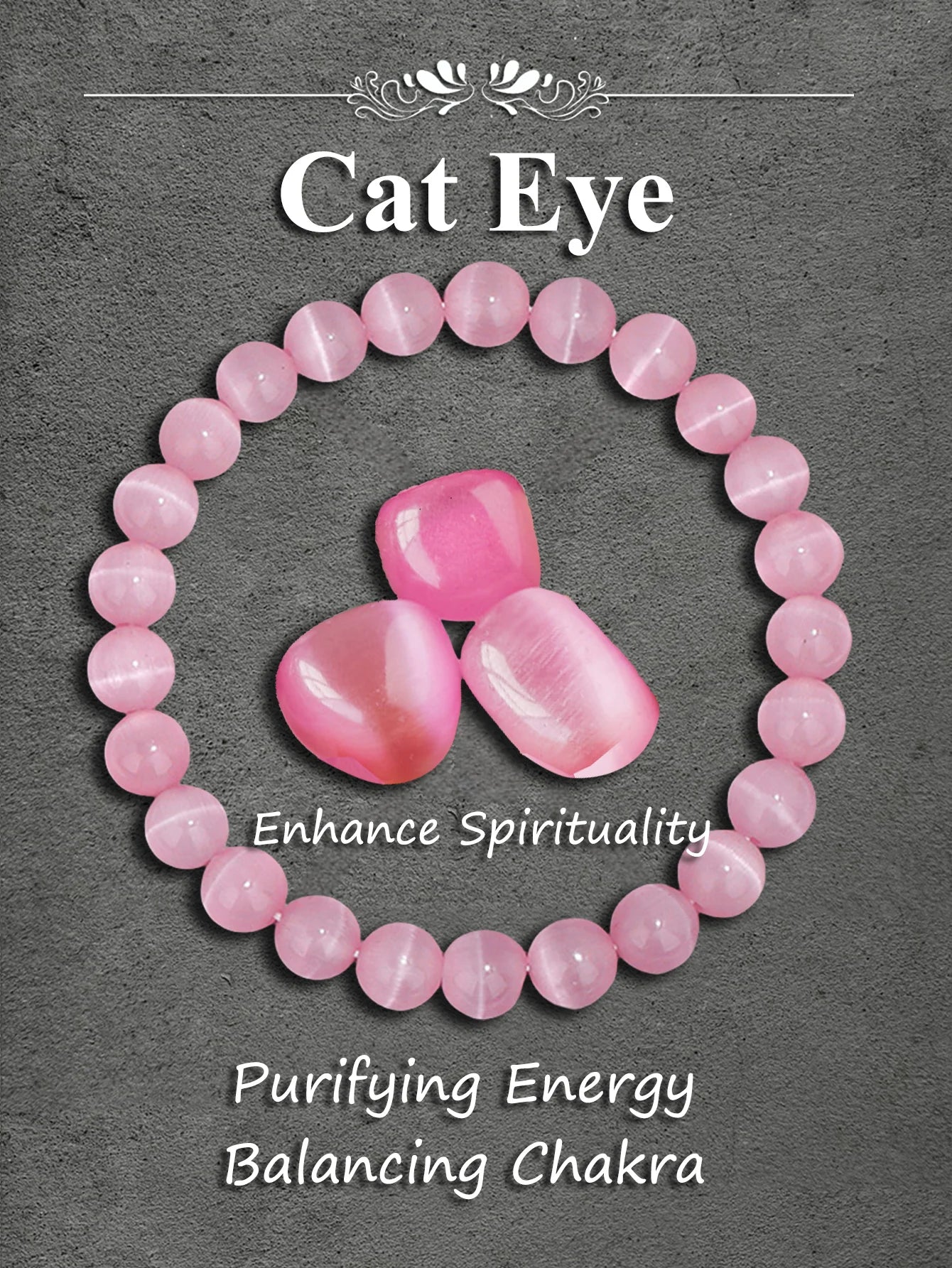 Original Pink Zebra Stone Bead Bracelet – Natural Reiki Healing Crystal Jewelry for Positive Energy & Balance Women Men