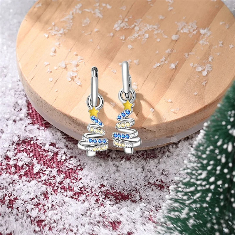 S925 Silver 🎄 Christmas Bell & Flower Earrings 💎 Holiday Gift for Women
